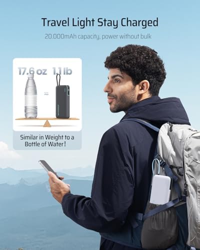 Maximize Your Mobility with the CUKTECH 45 W Power Bank: 20000 m Ah Portable Charger with Integrated USB-C Cable – Ultra-Fast Charging Solution for i Phone 16/15/14/13, i Pad, Samsung Galaxy, Google Pixel & More – Ideal Travel Companion in Sleek Gray Finish