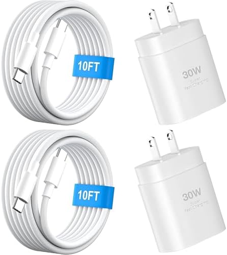 30 W USB-C Super Fast Charger Block with 10 FT Type C Cable – Optimal Charging Solution for i Phone 16/15 Pro & Galaxy S25 Ultra – Enhanced Portability & Rapid Power Delivery for All Devices