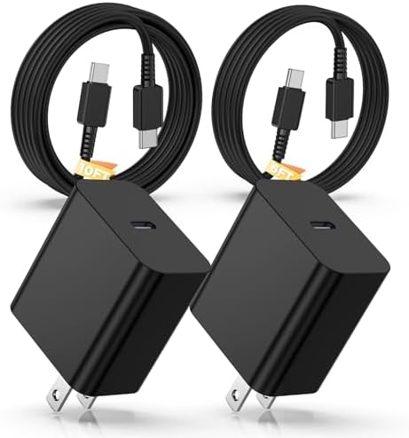 45 W Super Fast Charger Pack for Samsung Galaxy: Dual USB-C Wall Adapters with 6/10 FT Cables for Enhanced Power Delivery and Compatibility – Ideal for S23 Ultra, S22, and Note 10 Plus Devices – Rapid Charging Solutions for Busy Lifestyles