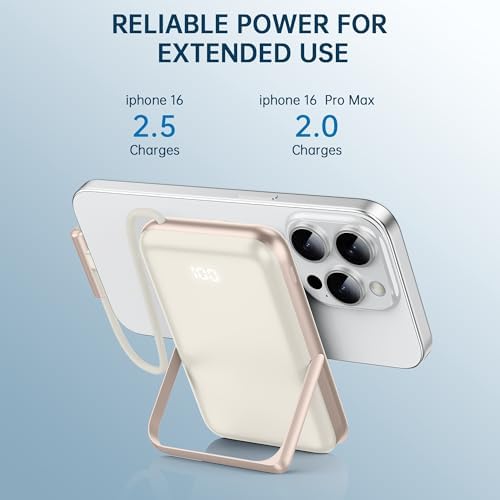 Mag Safe Portable Charger by EKR – 10,000 m Ah Fast Charging Power Bank with PD 20 W, Magnetic Attachment & Zinc Alloy Stand – Ultimate Wireless Charging Solution for i Phone 16/15/14/13/12 Series & Samsung Devices – Reliable, Compact, and Stylish Power Supply for On-the-Go Users