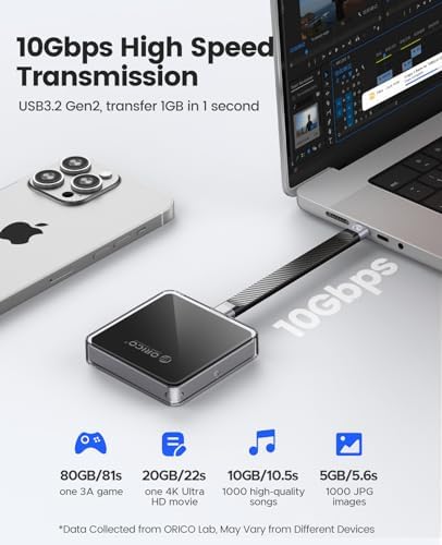 Elevate Your Storage Game with the ORICO Magnetic M.2 NVMe 2230 SSD Enclosure – Ultimate Accessory for i Phone 15/16 Pro Max & Pro Res | 10 Gbps USB-C 3.2 Gen2 Reader with Protective Case & Lanyard | Effortless Mag Safe Compatibility for On-the-Go Data Expansion and Security