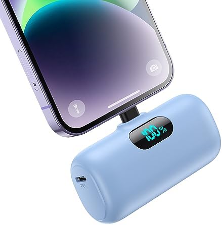 Compact Pink Portable Charger for i Phone – 5000 m Ah PD Fast Charging Power Bank, Lightweight Mini Battery Pack Compatible with i Phone 14/14 Pro Max/13/13 Pro/12 Pro/11/XS/XR/X/8/7/6 – Stylish and Versatile Backup Solution for On-the-Go Power