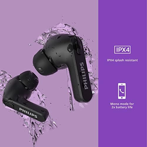 Philips T2206 True Wireless Earbuds – Compact Charging Case, IPX4 Water-Resistant Design, Enhanced Audio Mobility for Active Lifestyles, Rapid Pairing Technology, Secure Fit for Music Lovers and Fitness Enthusiasts