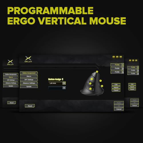 Elevate Your Comfort: De LUX Wired Vertical Ergonomic Mouse for Medium Hands – 6 Programmable Buttons, 4200 DPI Precision, and Removable Palm Rest to Alleviate Wrist Pain and Carpal Tunnel Symptoms – Ideal for Enhanced Productivity and Seamless Compatibility Across Operating Systems
