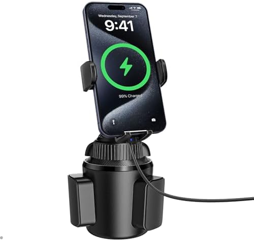Universal Car Cup Phone Holder by APPS2 | Adjustable Long Arm with 360° Swivel for i Phone, Samsung, Google & All Smartphones | Secure, Stable Design for Hands-Free Navigation & Communication | Effortless Installation in Standard Cup Holders | Ideal Smartphone Accessory for Safe Driving
