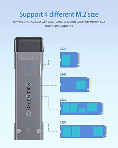 LENTION Space Gray USB C to NVMe & SATA M.2 SSD Enclosure – High-Speed 10 Gbps Adapter for 2280/2260/2242/2230 Sizes, UASP Enabled, Compatible with Mac OS and Windows – Ultimate Portable External Drive Solution for Enhanced Data Management and Performance