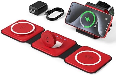 UCOMX 3-in-1 Foldable Wireless Charging Station for i Phone 12-16, Apple Watch, and Air Pods Pro – Ultimate Travel Charger with Enhanced Speed & Compatibility for Multiple Devices – Compact Design for On-the-Go Efficiency