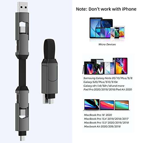 Multi Keychain Charging Cable Travel Portable Charger Cable Magnetic 4 in 1 USB C Cable Compatible with IP 15/15 Pro/ 15 Plus/ 15 Pro Max/MacBook/Galaxy (Lava Black) – Enhanced Compatibility and Speed