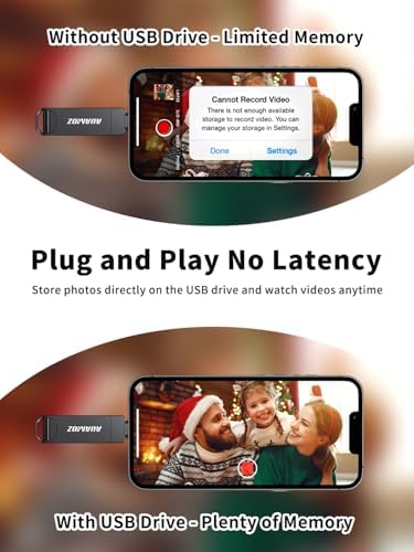 256 GB Rose Gold Flash Drive for i Phone & i Pad – Instant Storage Expansion, Plug & Play USB Memory Stick for Photos, Videos, and Backups – Compatible with Android & PC – Fast Transfer Speeds, No App Required, Ideal for Travel and Seamless Media Playback