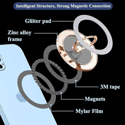LIZIMANDU Mag Safe Magnetic Phone Holder – Rose Gold Finger Ring Stand for i Phone 15 Pro Max/Plus and Compatible Smartphones – Stylish Grip with 360-Degree Rotation, Effortless Installation, Wireless Charging Ready, Durable Accessory for Everyday Functionality and Fashion