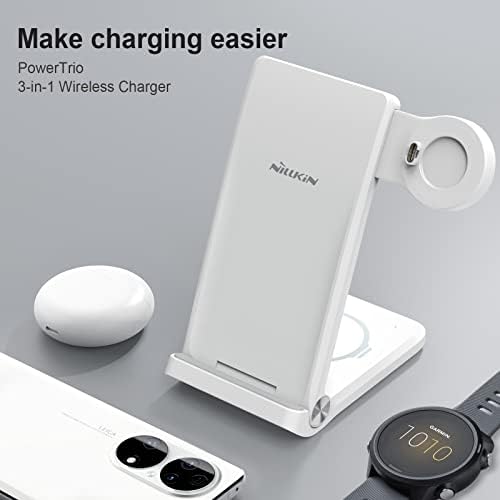 Nillkin 3-in-1 Foldable Wireless Charging Station: Ultra-Fast 18 W Charger for Garmin Watches, Galaxy S25/S24/S23, and Air Pods – Experience Versatile Portability and Unmatched Device Compatibility for Effortless Power Management