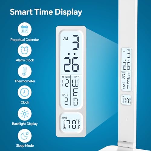Versatile Power Strip Lamp with USB Charging: 2 AC Outlets, 1 USB-A & 1 Type-C Port, Adjustable Brightness Desk Lamp for Home Office & Dorm Room, 5 ft Extension Cord with Surge Protection for Ultimate Device Safety