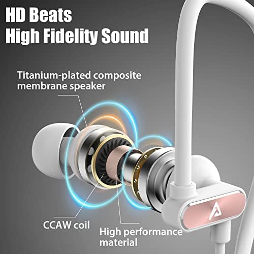 Premium Lightning Earbuds with Secure Ear-Hook Design for i Phone 14/13/12/11 Pro Max/X/XS Max/XR – MFi Certified Sports Earphones in Elegant Rose Gold with Built-in Mic for Hands-Free Calls and Rapid Charging