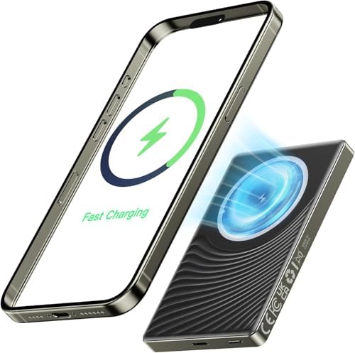 Ultra-Slim 2025 Mag Safe Power Bank for i Phone – 10,000 m Ah Fast Charging Magnetic Portable Charger in Matte Green, Compatible with i Phone 16/15/14/13/12 Series, Effortless Wireless Charging Solution for Busy Lifestyles