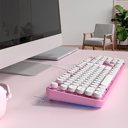 Retro-Inspired Full Size Typewriter Keyboard with Number Pad – Wired USB Keyboards for Windows 7, 8, 10, 11 | Enhance Your Typing Experience with Classic Charm and Modern Efficiency | Perfect for Home and Office Use