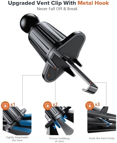 Revolutionary 360-Degree Car Phone Holder Mount with Sturdy Metal Hook Clip – Universal Hands-Free Air Vent Phone Accessory for i Phone 16/15/14/13/12/11 and All Smartphone Models – Easy Installation for Enhanced Driving Safety and Navigation Efficiency