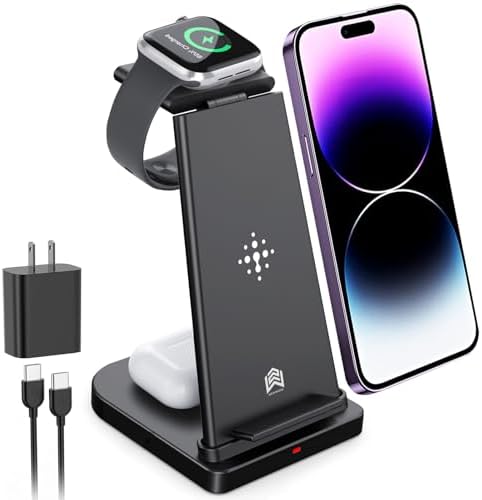 Revolutionary 3-in-1 Wireless Charging Station for Apple Devices – Ultra-Fast i Phone 16-11 Pro Max, Apple Watch, and Air Pods Dock – Sleek Design & Enhanced Safety Features for Effortless Power Management – Perfect Charging Solution for Modern Apple Enthusiasts (White)