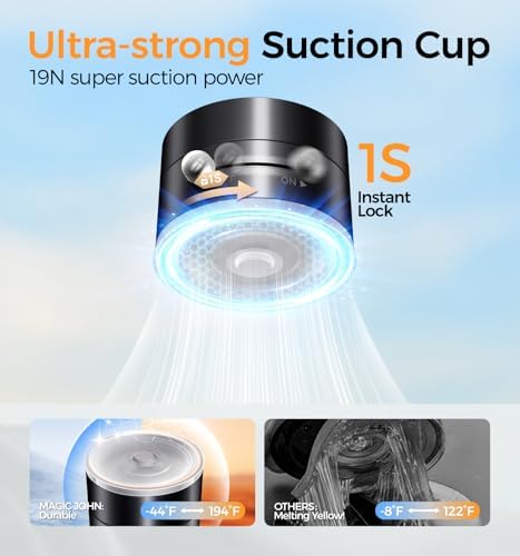 MAGIC JOHN Ultra Magnetic Car Phone Holder – 360° Rotatable Dashboard Mount for All Smartphones, Foldable Design, Strong Vacuum Grip for Secure Use, Sleek Black Finish, Effortless Installation, Ideal Hands-Free Navigation and Connectivity