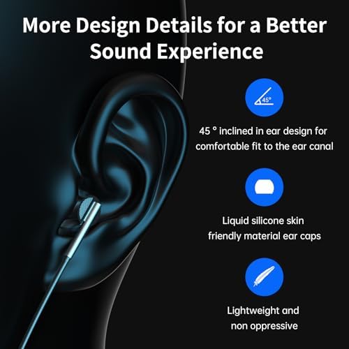 Viken Wired Earbuds with Microphone and Volume Control – Premium Heavy Bass Stereo Earphones for Noise Isolation – Universal 3.5 mm Jack Compatibility for i Pad, Laptop, MP3, and Phones – Ergonomic In-Ear Headset for Enhanced Sound Quality and Comfort