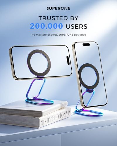 2025 SUPERONE Mag Safe Phone Ring Holder – Versatile Adjustable Magnetic Kickstand & Detachable Grip for i Phone 12-16 Series – Vibrant Purple for Enhanced Wireless Charging & Effortless Hands-Free Functionality – Transform Your Smartphone Use with Style and Practicality