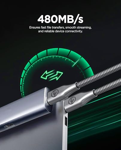 10 Ft Heavy-Duty Alloy-Braided USB-C Charger Cable for Fast Charging (60 W) – Premium Metal Construction for Samsung & i Phone Devices (Gunmetal) – Unmatched Durability and Flexibility for Everyday Use