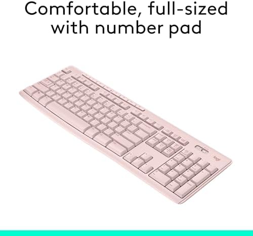 Logitech K270 Wireless Keyboard – Full-Size, 2.4 GHz Connectivity, 8 Multimedia Keys, 2-Year Battery Life, Stylish Rose Color for PCs and Laptops – Ultimate Comfort and Reliability for Productive Workspaces