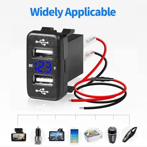Experience Unmatched Power with the Levigo Dual Port Car Charger – 5 V 4.2 A Rapid Charging Solution for Toyota Vehicles Featuring LED Voltmeter Display and Integrated Power Control Switch, Ideal for 12/24 V Compatibility and Seamless Device Connectivity on-the-Go