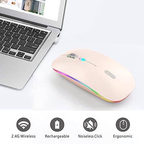 Uiosmuph G12 Slim Rechargeable LED Wireless Silent Mouse – Ultra-Portable USB Optical Computer Accessory with Type C Adapter for Seamless Compatibility and Noise-Free Operation in Blackish Green