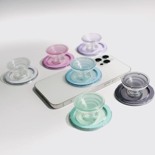 Vibrant Violet Mag Safe-Compatible Mobile Grip Stand – Stylish and Ergonomic Collapsible Accessory for Enhanced Usability – Transform Your Smartphone Experience with Trendy Translucent Design and Ultimate Comfort