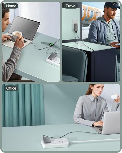Sleek Purple 65 W Ga N Multi-Port USB Wall Charger – Ultra-Slim Travel Adapter with Dual Type-C & USB-A Ports for Rapid Charging of Mac Book Pro, i Phone 16/15/14, i Pad Pro, and Pixelbook – Compact, Stylish, and Versatile Power Solution for All Devices
