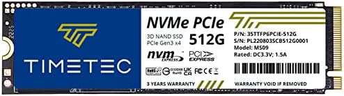 Timetec 512 GB NVMe PCIe Gen3 M.2 2280 SSD – Unmatched Speed and Reliability for Gamers and Creators – Experience Blazing Read Speeds of Up to 2,000 MB/s and Write Speeds of 1,600 MB/s – Perfect Upgrade for Enhanced Performance and Seamless Multitasking in PCs and Laptops – Elevate Your Data Storage with Advanced 3 D NAND Technology for Lasting Durability and Lightning-Fast Transfers – Compact M.2 2280 Form Factor Designed for Effortless Installation and Maximum Compatibility – Transform Your Workflow and Gaming Experience with a High-Performance Solid State Drive That Redefines Speed and Efficiency.