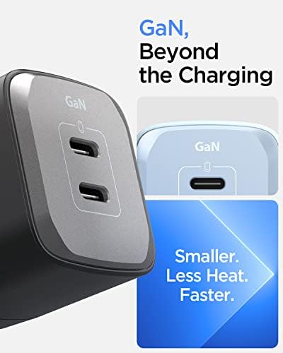 Experience Unmatched Charging Efficiency with Spigen Ga N III 452 45 W Dual USB-C Wall Charger – Portable Fast Charging Adapter for i Phone, Samsung Galaxy, and Pixel Devices – Compact Foldable Design for Ultimate Convenience