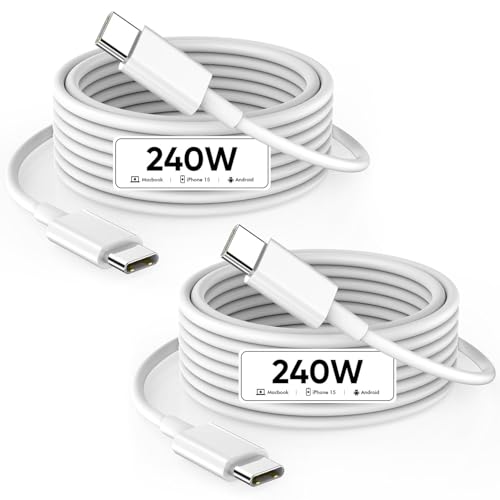 USB C to USB C,240W USB-C Woven Charge Cable,6.6ft 2Pack USB C Cable Fast Charging Cord for Apple MacBook Pro/MacBook Air,iPad Pro/Air,iPad mini,iPhone 16 15 Pro Max Plus Compatible 140W/100W/60W/45W – Enhanced Compatibility and Speed