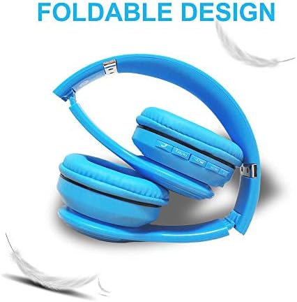 Vibrant Kids Bluetooth Wireless Headphones – LED Light-Up Design for Fun Audio Adventures | Volume-Limiting for Safe Listening at 85 d B | Foldable & Portable with Built-in Mic, FM Radio, Micro SD Support – Ideal for Tablets, Phones, and PCs (Blue) – Unleash the Joy of Sound with Safety and Style