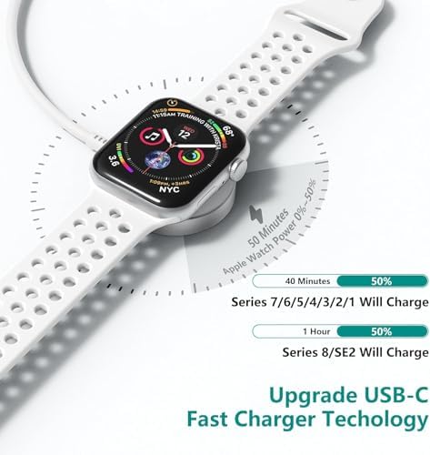 Revolutionary 2-in-1 Magnetic USB-C Charger for Apple Watch & i Phone – 3 ft Fast Charging Cable for Series Ultra/9/8/7/6/SE/SE2/5 & i Phone 14/13/12/11 Pro/Pro Max – Ultimate Convenience, Enhanced Compatibility, and Robust Durability for Modern Tech Users