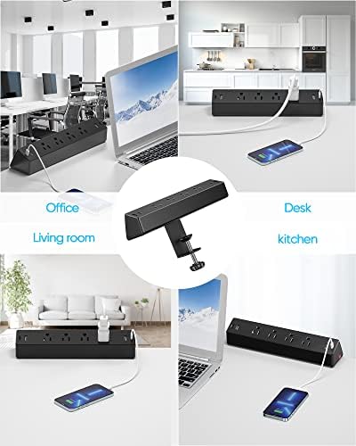 Revolutionize Your Workspace with ACOZVIN 17-in-1 Desk Clamp Power Strip – 40 W Fast Charging Hub, 9 AC Outlets & 8 USB Ports (4 USB-C) for Ultimate Device Connectivity, 10 ft Flat Plug Surge Protector Perfect for Home Office Efficiency and Safety