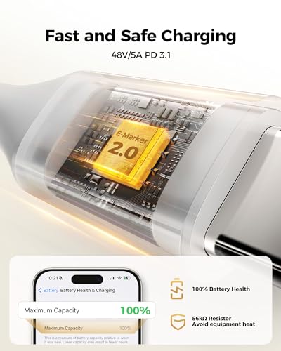 Silkland 240 W USB C to USB C Fast Charging Cable (1.5 FT, 2 Pack) – Ultimate 100 W PD 3.1 Power Delivery for i Phone 16 Series, Mac Book Pro/Air, i Pad Pro/Air/Mini, Samsung, and Pixel Devices – Superior Compatibility and Enhanced Speed for Tech Enthusiasts