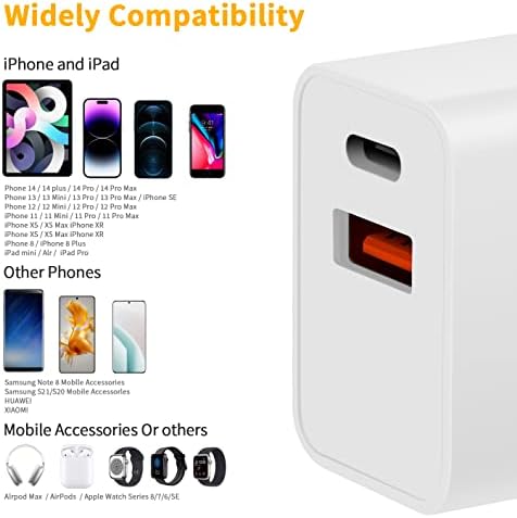 Dual Port USB C Fast Charging Block for Watch SE & i Phone 14 Pro Max – 2023 Upgrade with Elegant Purple Design | Simultaneously Charge Smartwatches and Smartphones | Compact & Durable Adapter for On-the-Go Efficiency