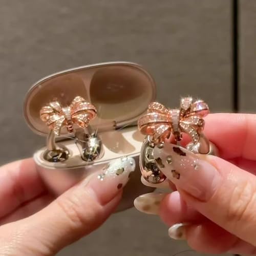 Elevate Your Earbuds with a Chic Silver Rhinestone Bow Clip-On Accessory – Customizable DIY Earbud Decor for Fashion-Forward Audio Enthusiasts – Perfect for Daily Use & Special Events