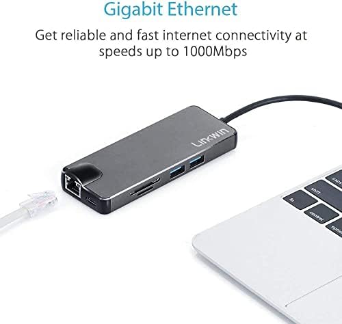 Ultimate 8-in-1 USB C Hub with 4 K HDMI and Gigabit Ethernet – Expand Your Connectivity for Mac Book and Chromebook, Featuring PD Charging, Dual USB 3.0 Ports, VGA Output, and SD/TF Card Reader for Unmatched Performance and Productivity