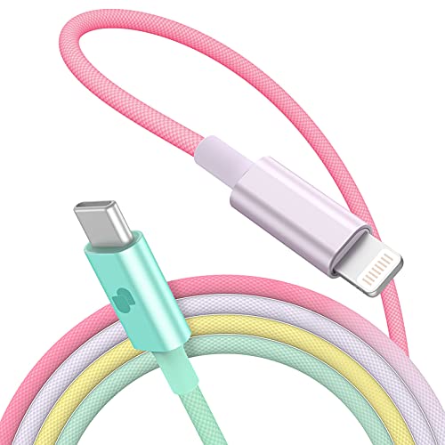 Vibrant USB C to Lightning Charging Cable – 3.3 ft MFi-Certified, Fast Charge for i Phone 14/13/12 Models – Durable Nylon Braided Design with Enhanced Speed and Compatibility for Seamless Connectivity