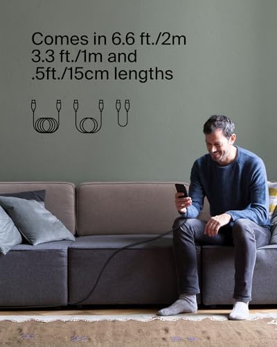 Belkin Boost Charge Braided USB-C to USB-C Cable – 1 m (3.3 ft) Durable Fast Charging Cable for i Phone, Galaxy, Nintendo Switch 2, i Pad Pro, and Pixel – Tangle-Free Design with 480 Mbps Data Transfer – Ultimate Universal Compatibility for All Your Devices