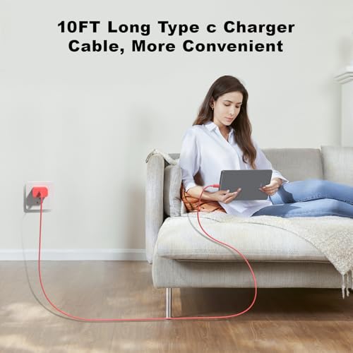 Ultra-Fast USB-C Wall Charger Duo for i Phone 16/15 – Includes Two 10 FT Type C Cables for Maximum Convenience and Versatile Device Compatibility – Ideal for S24 Ultra – Built-In Safety Features and Robust Design for Everyday Use