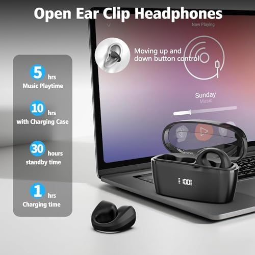 S600 Open Ear Clip Bluetooth Headphones – Ultimate Wireless Outdoor Earbuds for Active Lifestyles with Open-Ear Comfort and Environmental Awareness – Lightweight, Sweat-Resistant Design Perfect for Running, Cycling, and Hiking Adventures