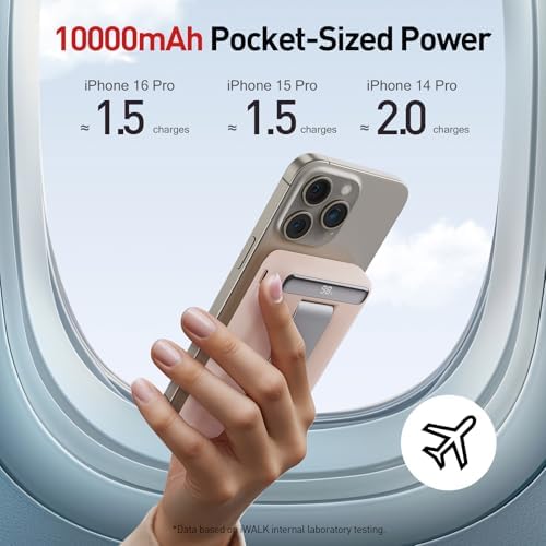 i WALK Qi2 Certified 15 W Magnetic Wireless Power Bank – 10000 m Ah Portable Charger with Adjustable Stand & LED Display for i Phone 16/15/14/13/12 Pro/Pro Max/Plus/Mini – Ultra-Fast Charging Solution for On-the-Go Professionals and Travelers