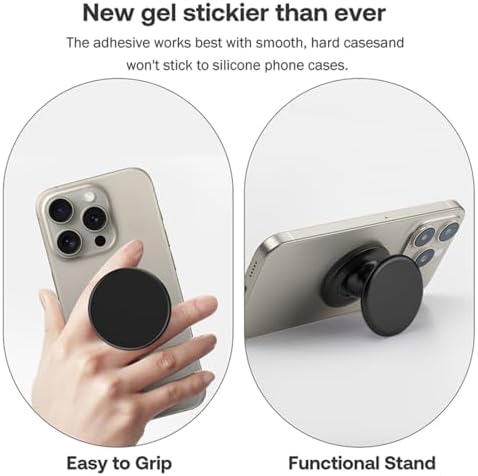Magnetic Mag Safe Phone Grip Holder – Ergonomic Collapsible Stand for i Phone 12-16 Series, Transparent White Finish for Enhanced Style and Functionality, Secure Grip for Texting and Hands-Free Viewing, Lightweight and Portable Mobile Accessory
