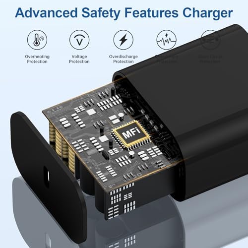 Maximize Your Charging Efficiency with the 20 W USB-C Power Adapter and 10 ft Type C Cable – The Ultimate Fast Charging Solution for i Phone 16, 15 Pro Max, and i Pad Featuring Advanced Safety Mechanisms for Secure On-the-Go Power Management and Unrivaled Compatibility