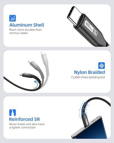 SUNGUY USB to USB C Cable 10FT[3Pack], USB A to USB C Cable 3A Type C Charger Fast Charging Nylon Braided for iPhone 16 15 Pro/Pro Max/Plus, Samsung Galaxy S23/S22/S21, USB C Devices – Enhanced Compatibility and Speed
