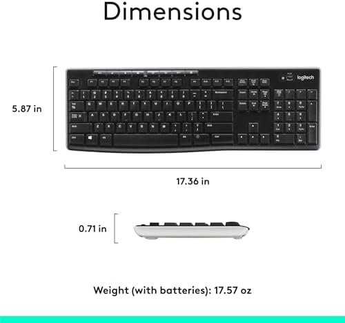 Logitech K270 Wireless Keyboard – Full-Size, 2.4 GHz Connectivity, 8 Multimedia Keys, 2-Year Battery Life, Stylish Rose Color for PCs and Laptops – Ultimate Comfort and Reliability for Productive Workspaces