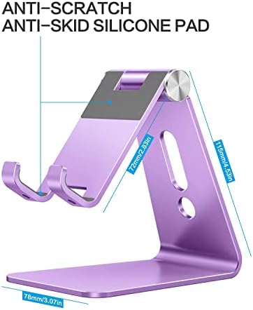 OMOTON Adjustable Cell Phone Stand, C2 Aluminum Desktop Phone Holder Dock Compatible with iPhone 15 14 13 Xs XR 8 Plus 7 6, Samsung Galaxy, Google Pixel, Android Phones – Enhanced Compatibility and Speed